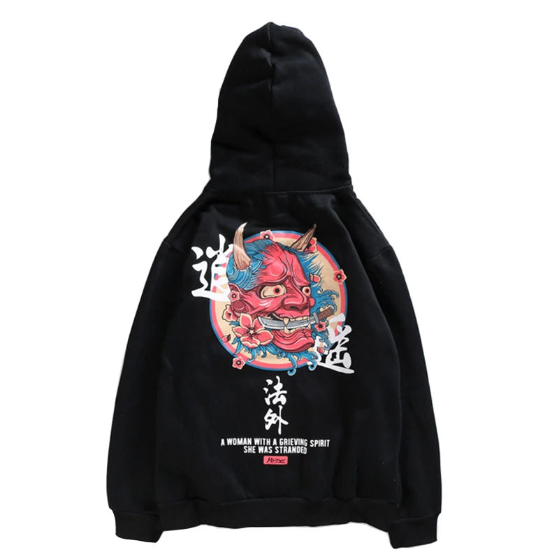 Hoodie Japonais noir de marque japonaise Gotei vu de dos