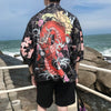 Kimono Dragon porté pas un mannequin japonais vu de dos