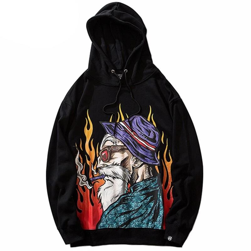 Sweat Tortue Géniale , qui est un personnage important du manga Dragon Ball Z et que l'on appelle aussi Kame Sennin, noir de marque japonaise Gotei vu de face