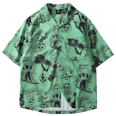 Chemise Imprimée verte vue de face