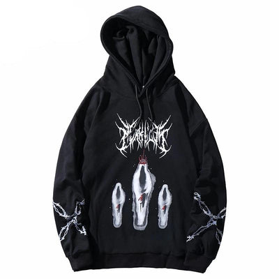 Hoodie Style Japonais noir de marque japonaise Gotei vu de face