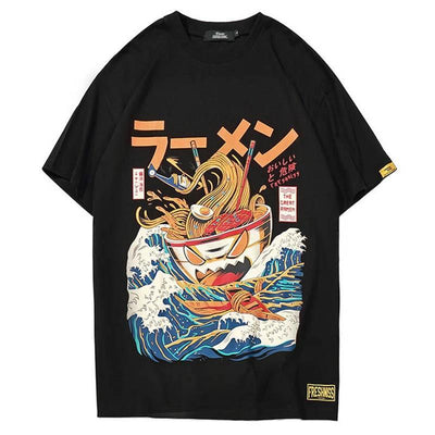 T-shirt Ramen noir de marque japonaise Gotei vu de face